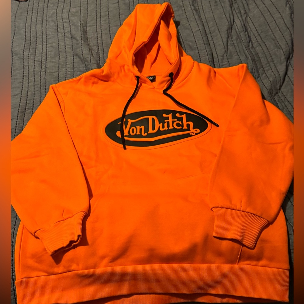 Von Dutch Men's Orange Hoodie Sweater